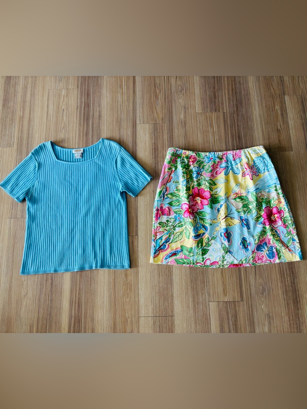 VTG Talbots Outfit Sweater Skirt Set Floral Colorful Women 20W Boho Retro 90s